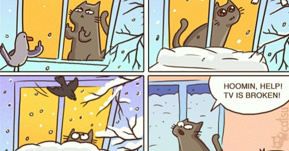 11 lustige Comics aus dem Leben mit einer Katze