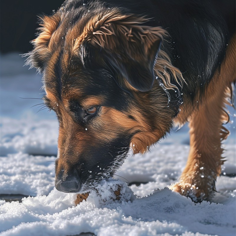 Ein Hund sollte Schnee nicht fressen