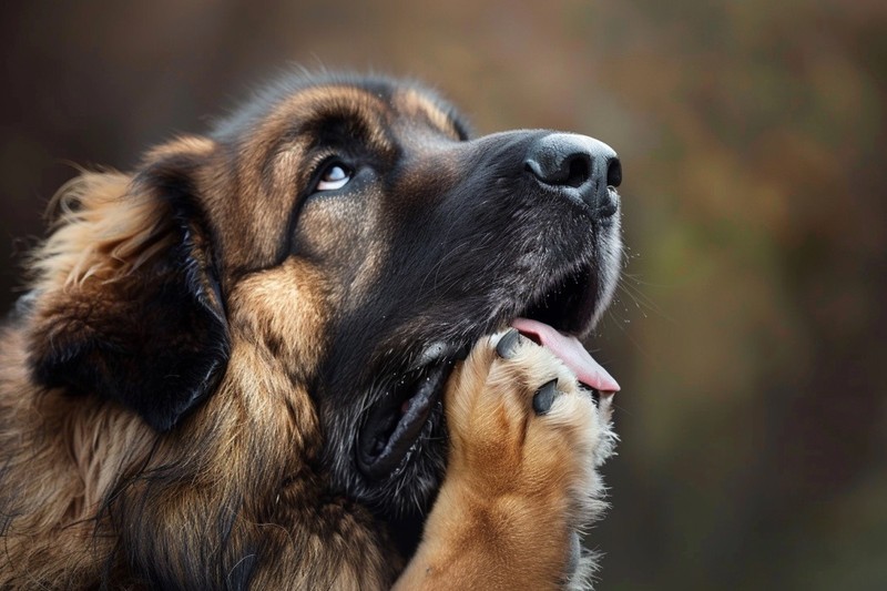 Wenn Hunde sich die Pfoten lecken, hat das verschiedene Gründe.