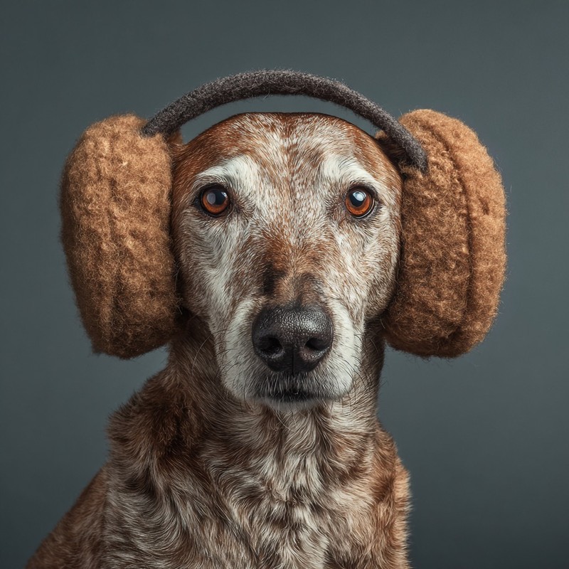 Ein Hund kann mit Ohrenschützern Silvester besser begegnen.