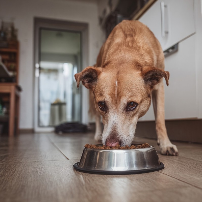 Ein Hund sollte an Silvester morgens gut essen.
